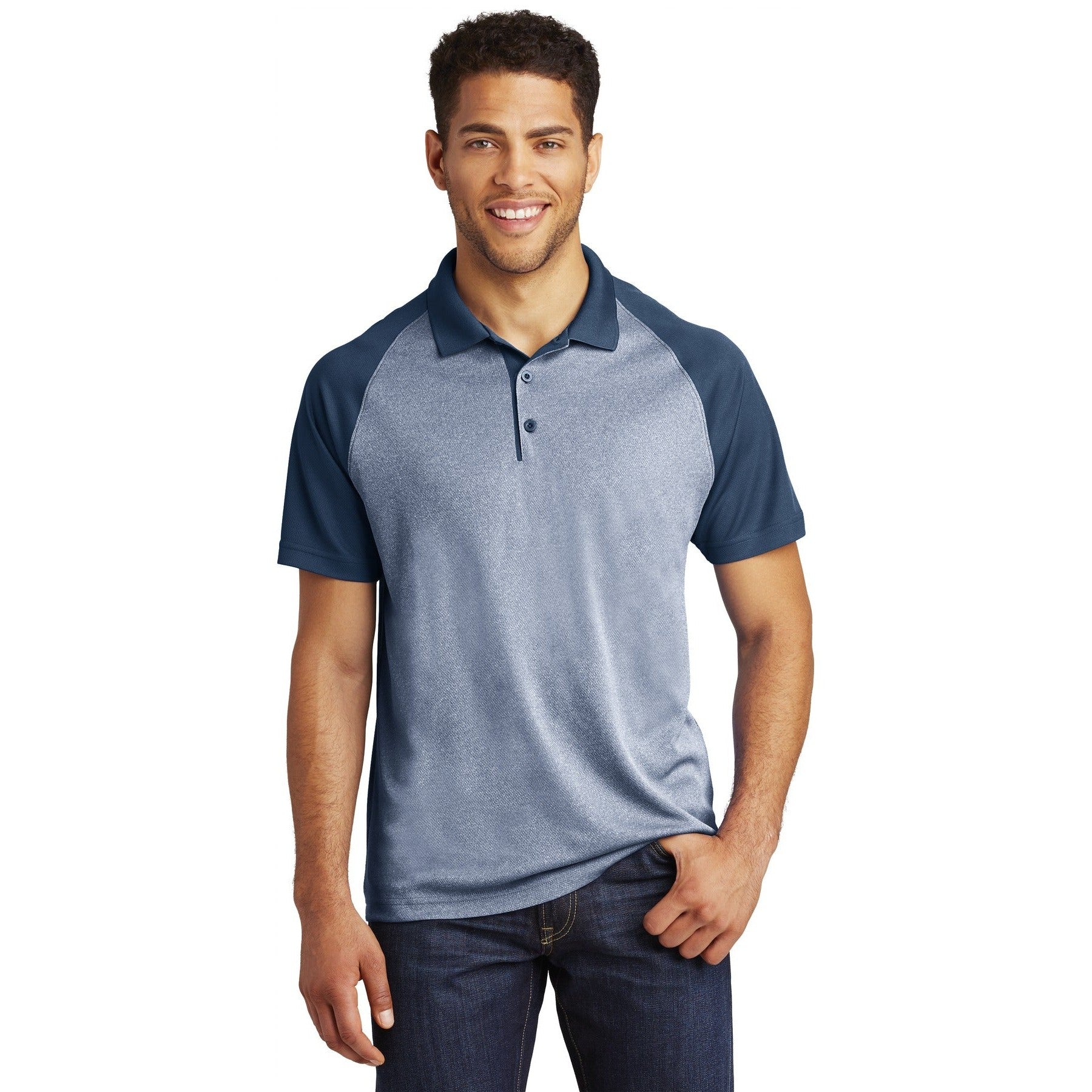 Sport-Tek-Sport-Tek ® PosiCharge ® RacerMesh ® Raglan Heather Block Polo. ST641-MedTech-3
